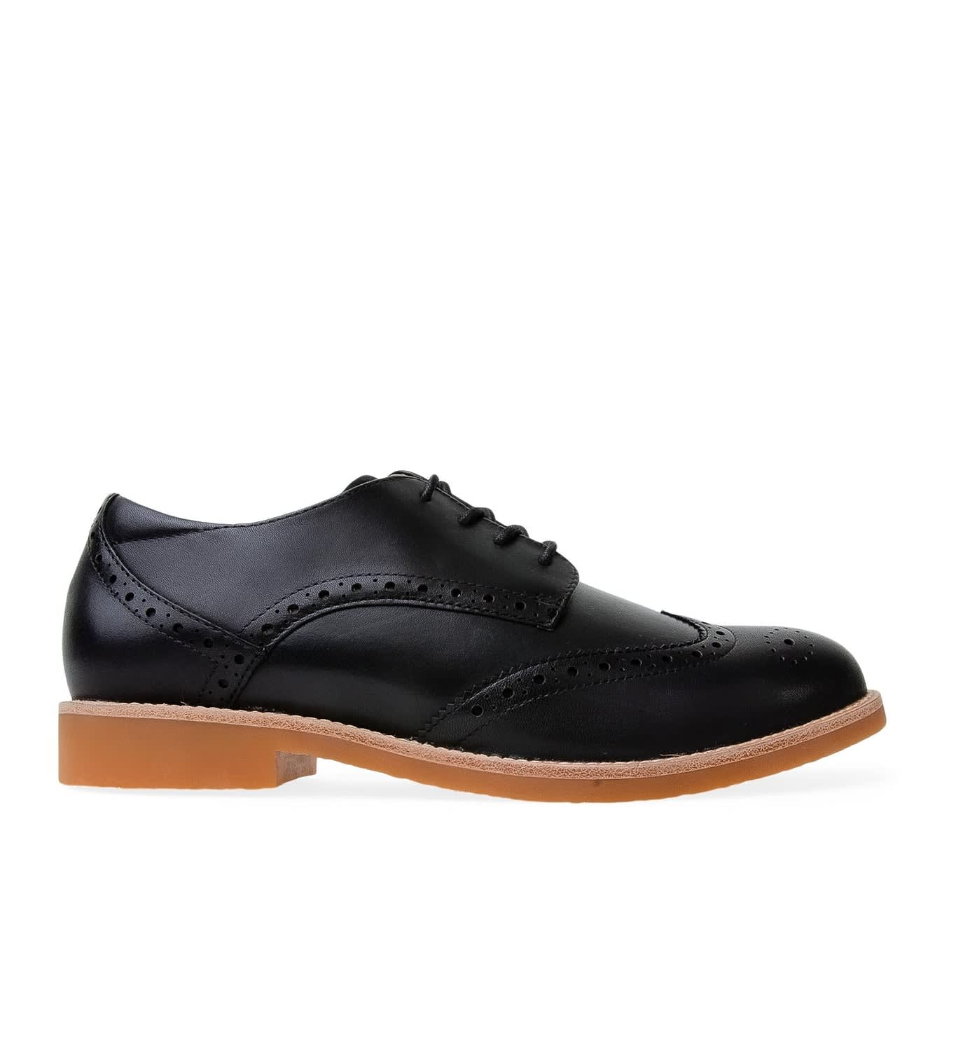 Courser Black Leather Flat Lace Ups | Bared Footwear