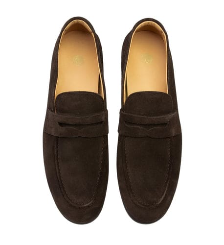 Electrum 2 Chocolate Suede Loafers | Bared Footwear