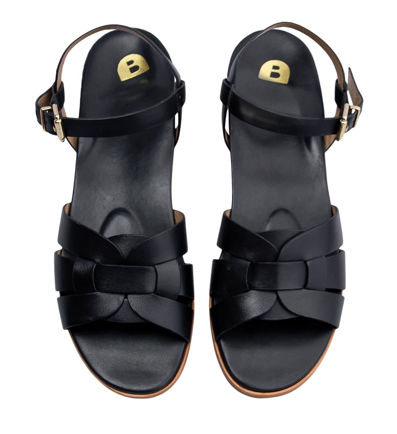 Goshawk Black Leather Flat Sandals | Bared Footwear