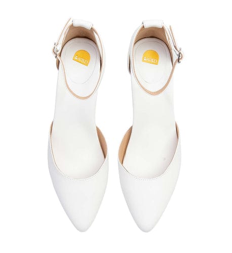 Griffon White Leather Low Heels | Bared Footwear
