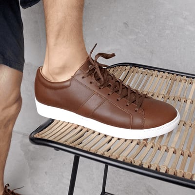 Lead Chocolate Leather Sneakers | Bared Footwear