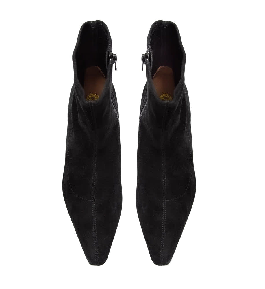 Mimid Black Suede Heeled Boots Bared Footwear