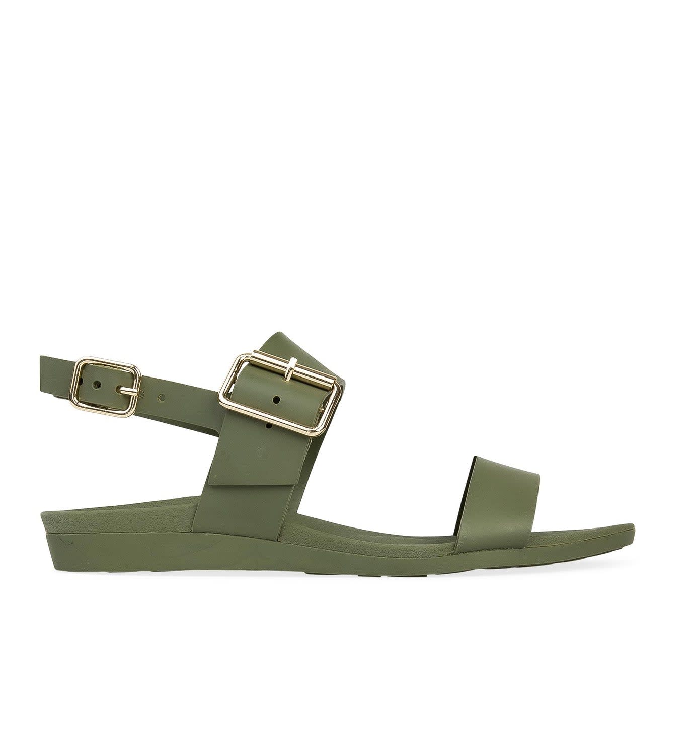 Sanderlings Olive Rubber Flat Sandals Bared Footwear