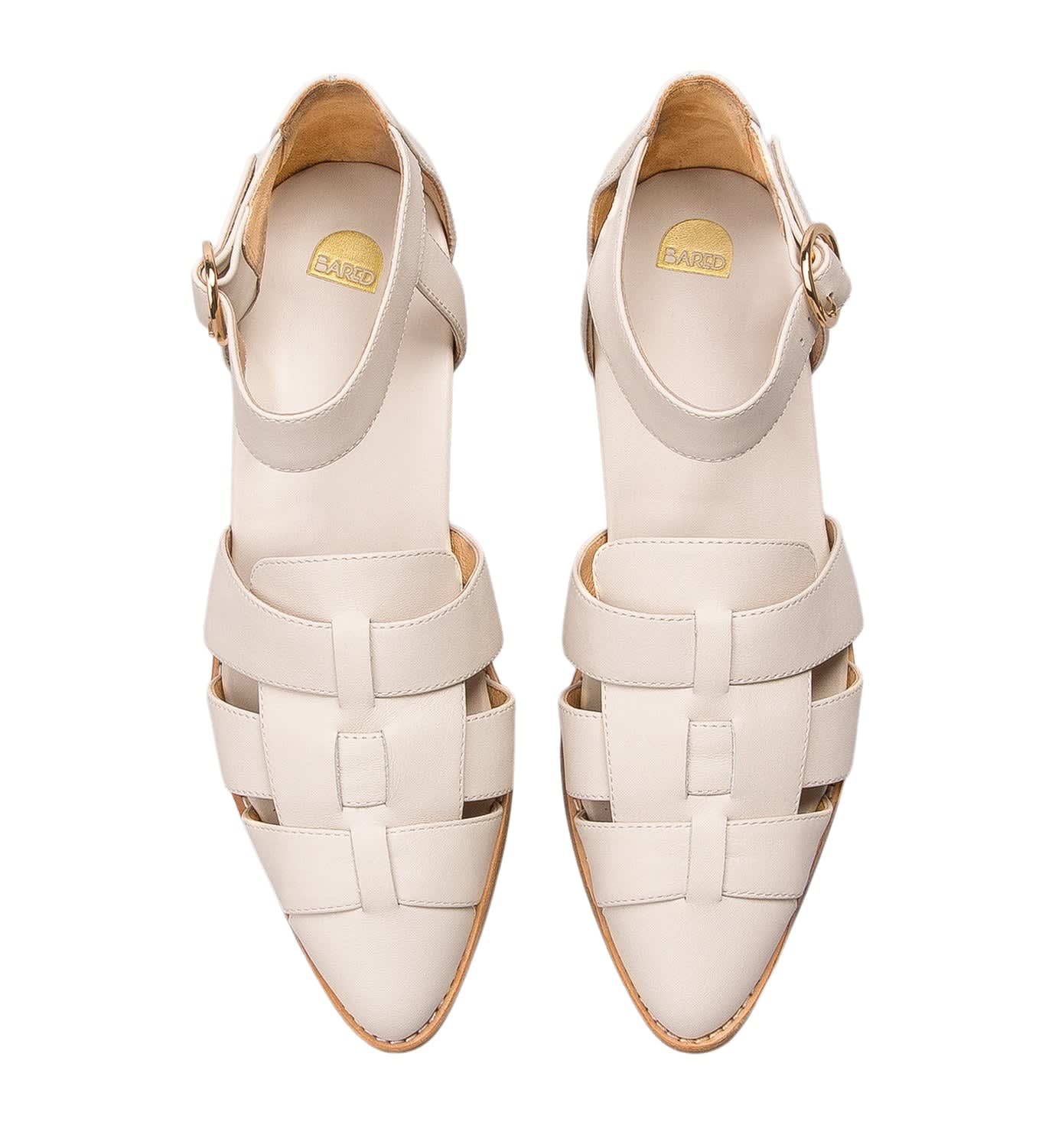Sora Ecru Leather Flat Sandals | Bared Footwear