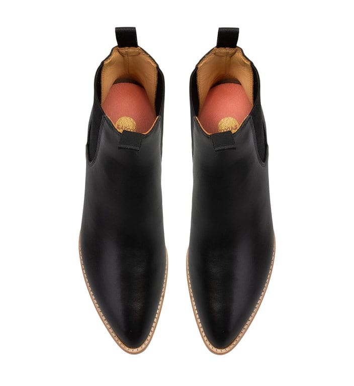 Woodpecker Black Leather with Light Sole Ankle Boots | Bared Footwear