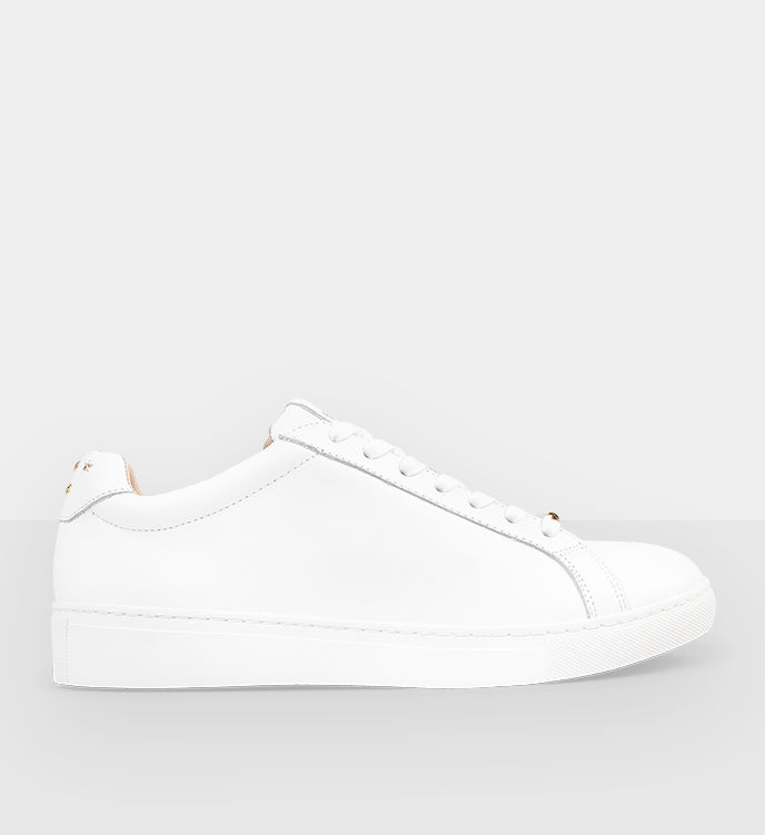 Thorntail White Leather & Gold Stars Sneakers