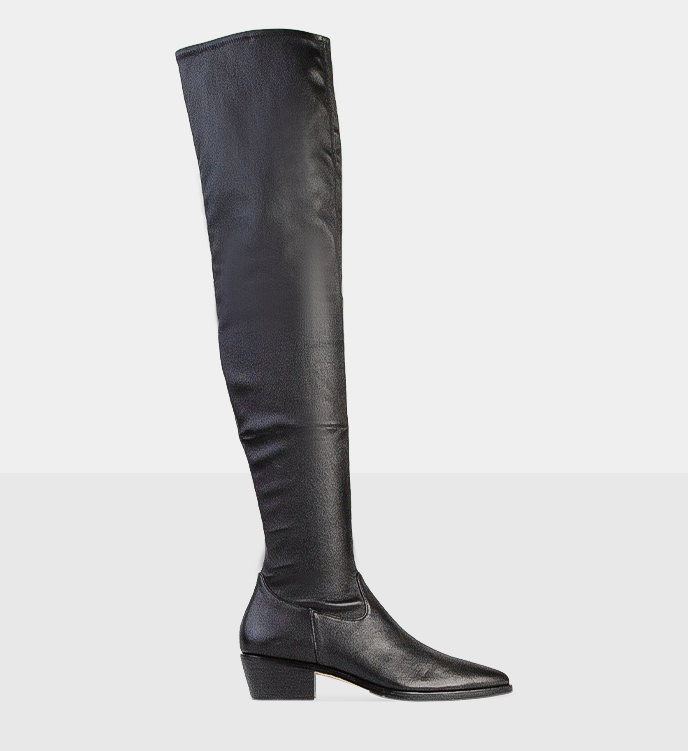 Myzomela Black Leather & Neoprene Flat Boots