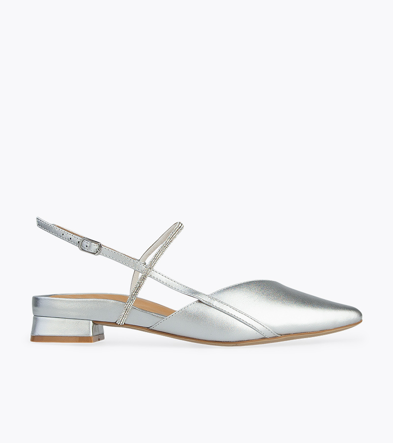 Siskin Silver Leather & Diamantes Ballet Flats