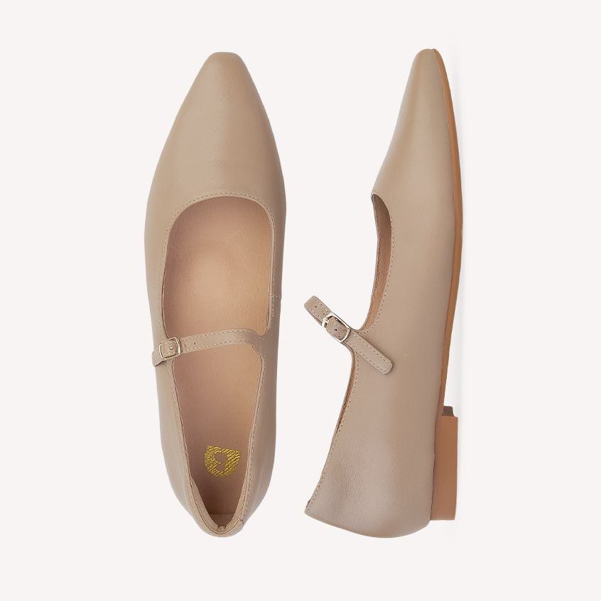 Inca Taupe Leather Ballet Flats