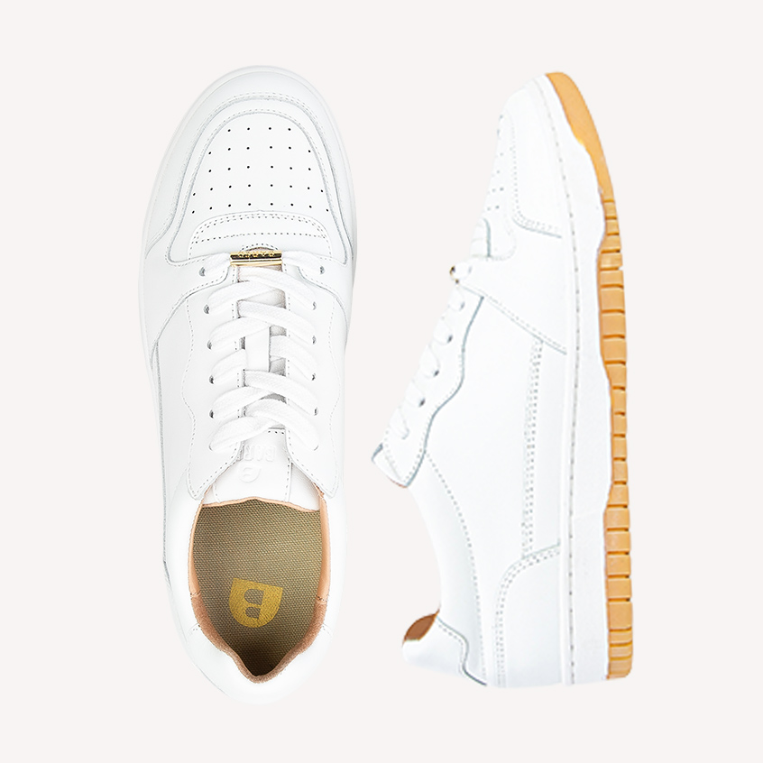 Tui White Leather & Gum Sole Sneakers