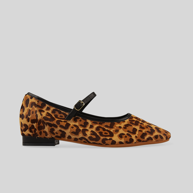 Surfbird Dark Leopard Calf Hair Ballet Flats