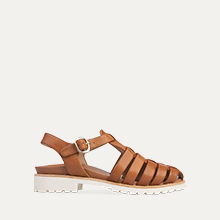 Bittern Tan Leather Flat Sandals