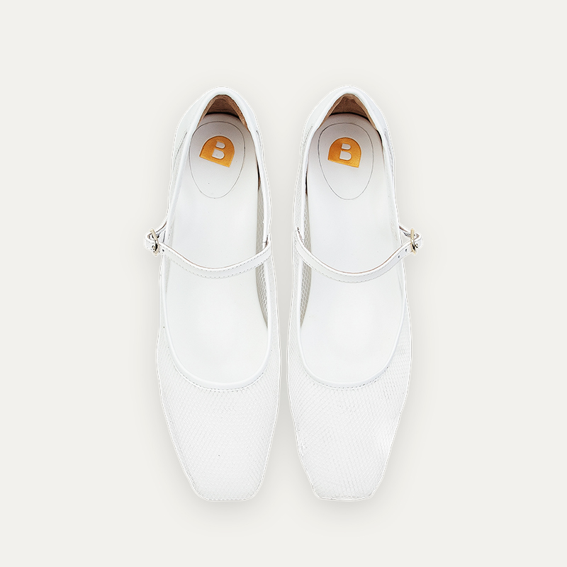Surfbird White Leather & Mesh Ballet Flats
