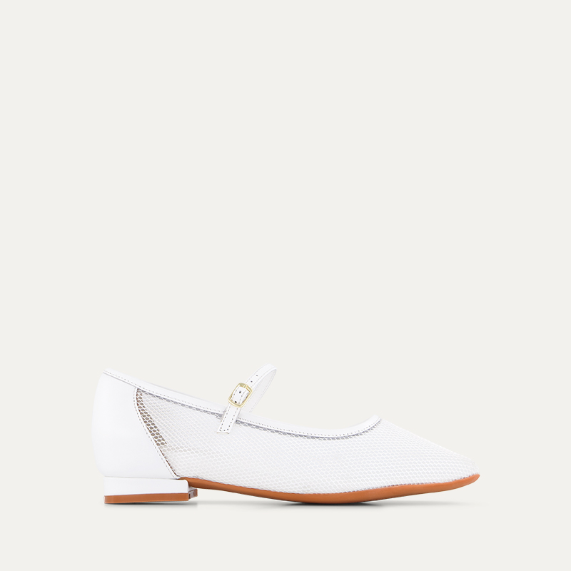Surfbird White Leather & Mesh Ballet Flats