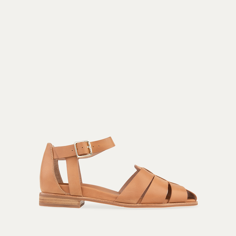 Lari Black Leather Chunky Sandals