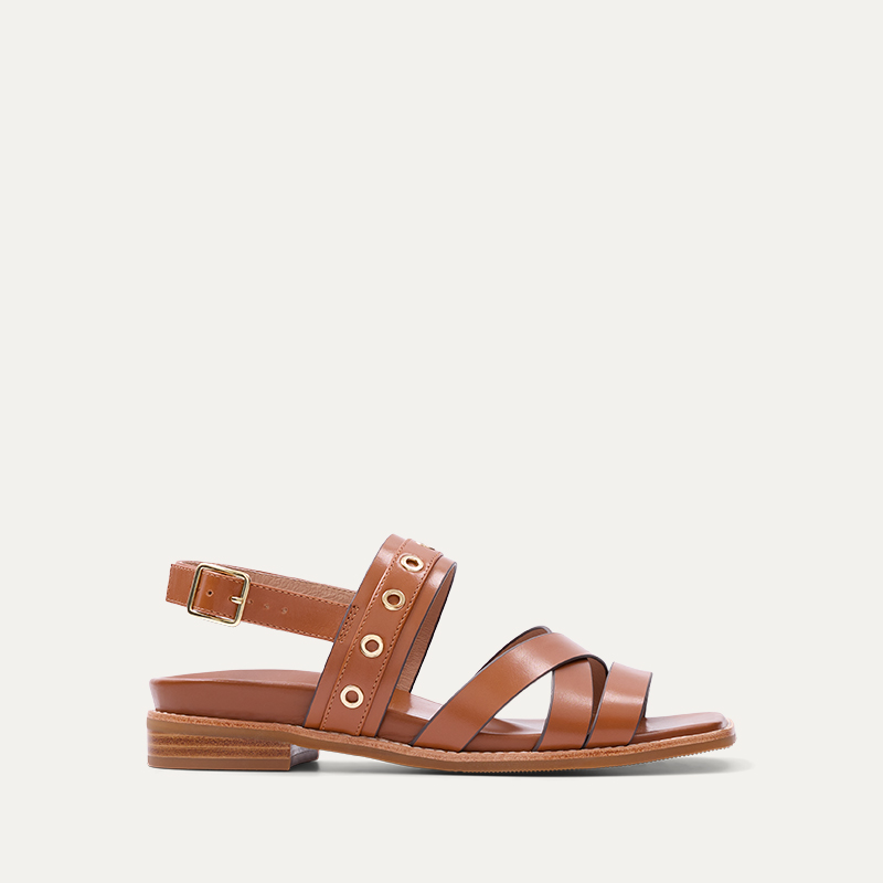 Twinspot Tan Leather & Hardware Sandals