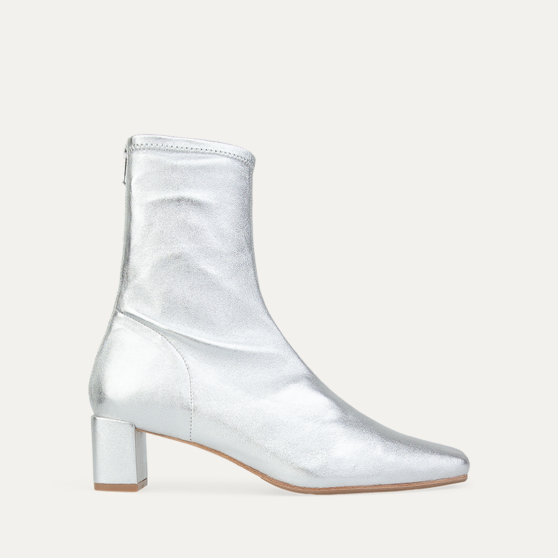 Hylia Silver Stretch Leather Calf Boots