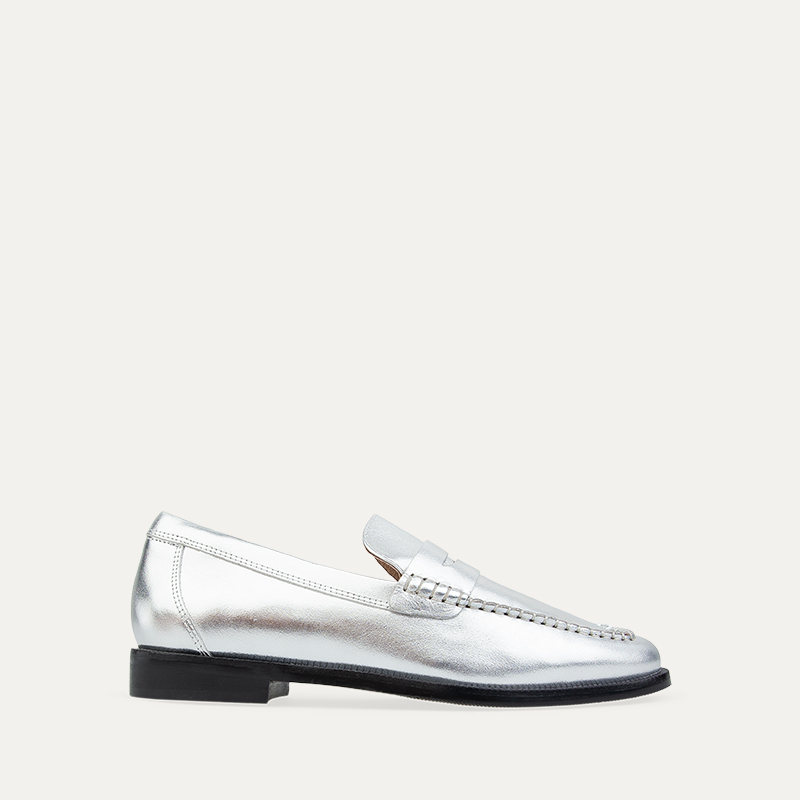 Maleo  Silver Leather Loafers