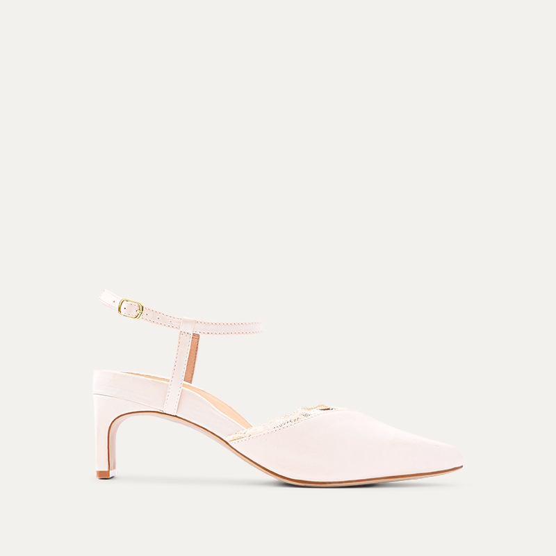 Whinchat Ivory Satin Low Heels