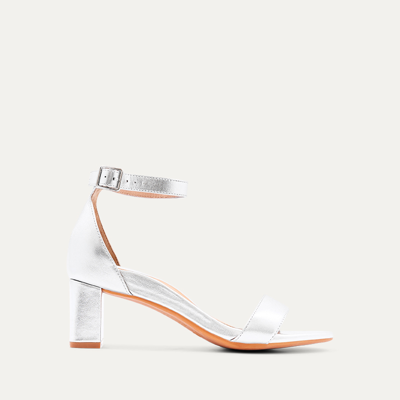 Coracia Silver Leather Low Heels