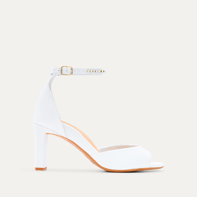 Falconet White Satin High Heels