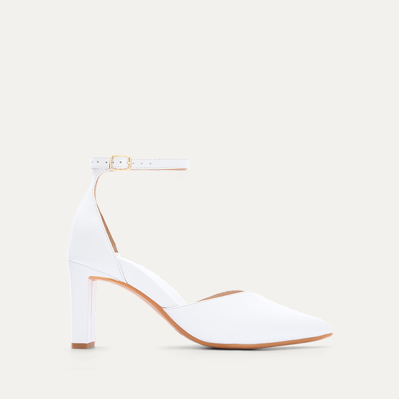 Korimako  White Leather High Heels