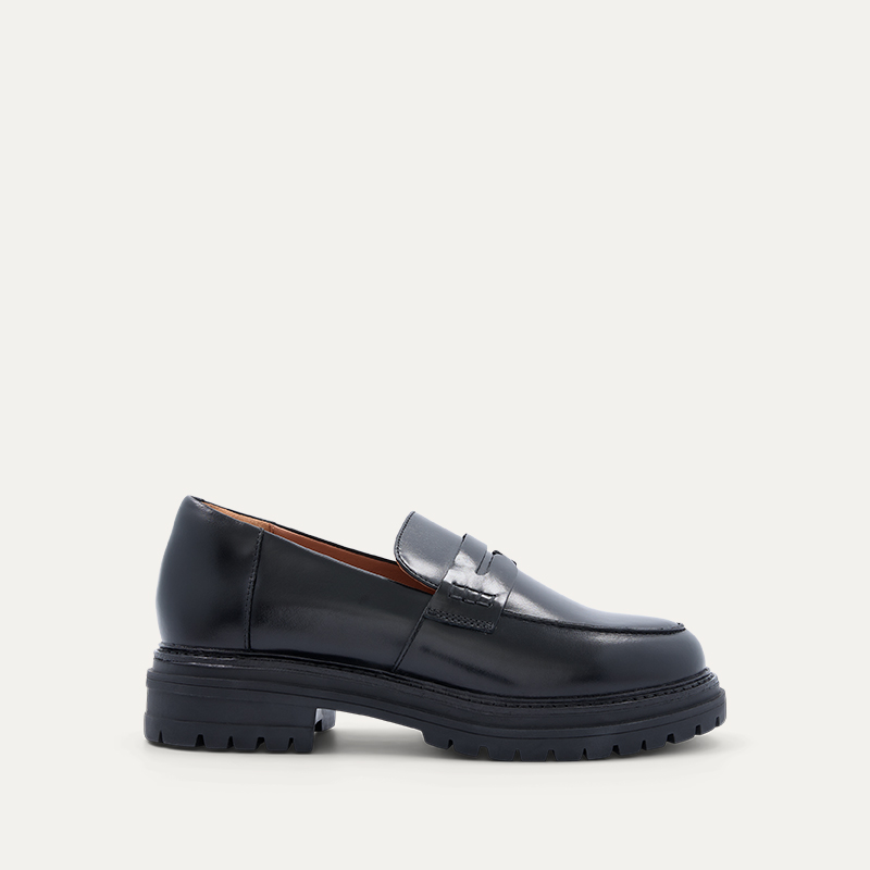 Wedgebill Black Boxed Leather Loafers