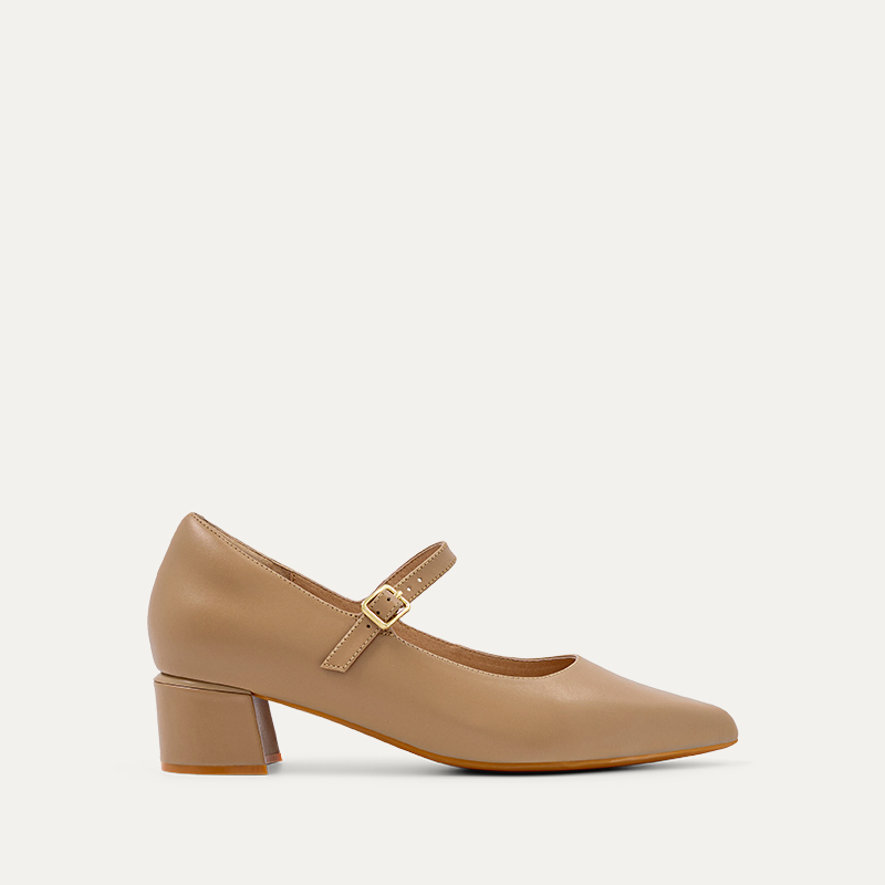 Parisoma Taupe Leather Low Heels
