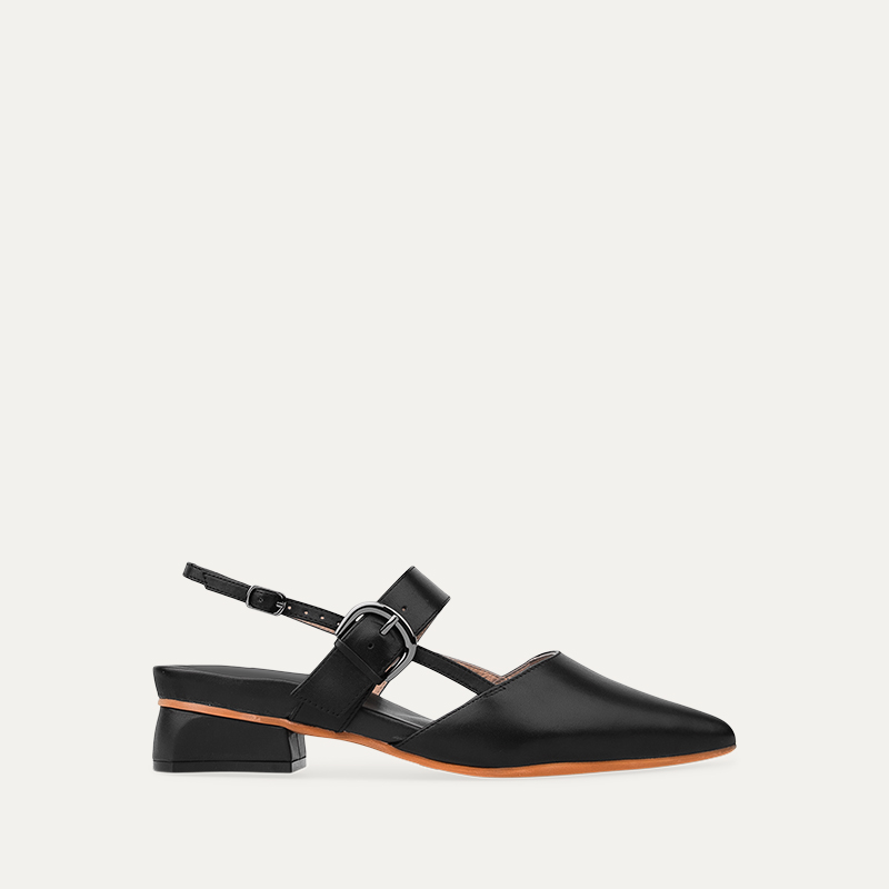 Eider Black Leather Flats