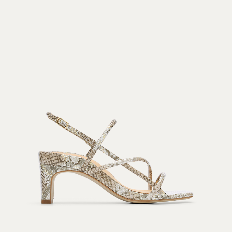 Towhee Gold Snake Emboss Leather Low Heels