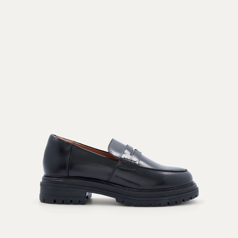 Wedgebill Black Boxed Leather Loafers