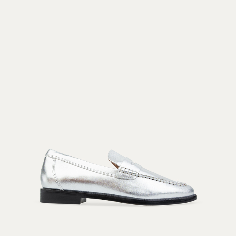 Maleo Silver Leather Loafers