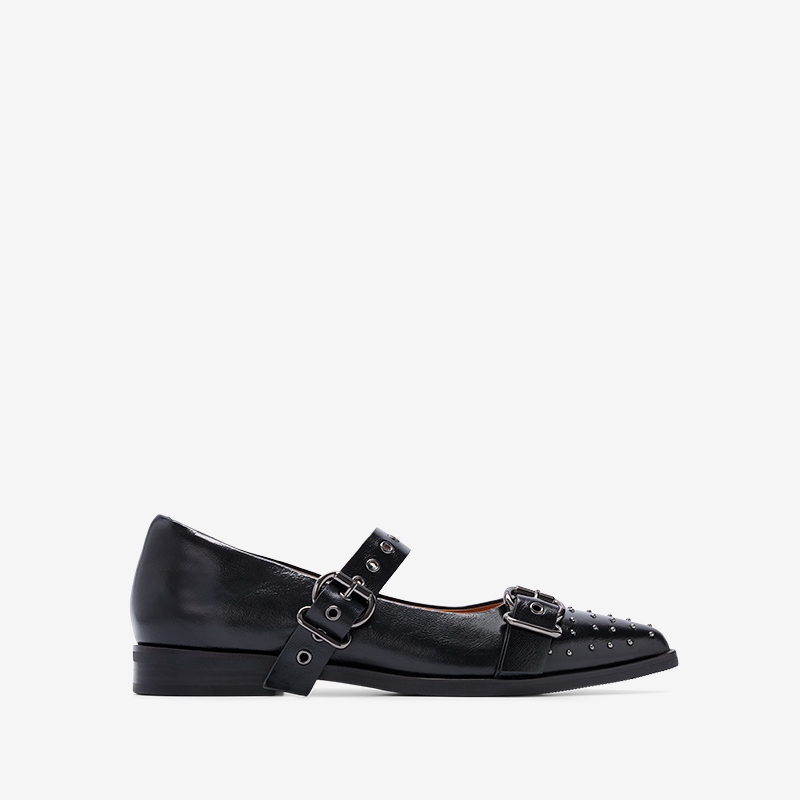 Rissa Dark Cherry Red Patent Leather & Hardware Flats