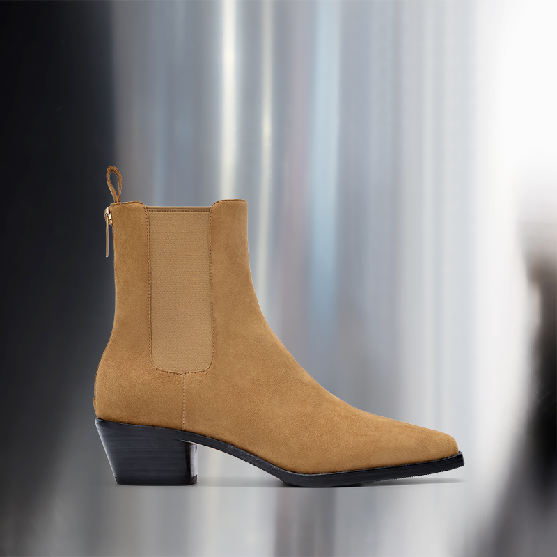 Vini Camel Suede Heeled Boots