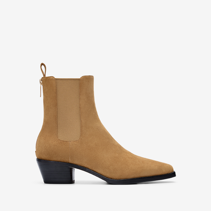 Vini Camel Suede Heeled Boots
