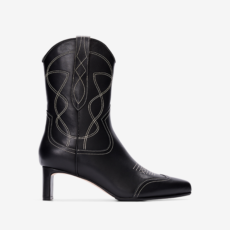 Willet Black Leather Western Boots