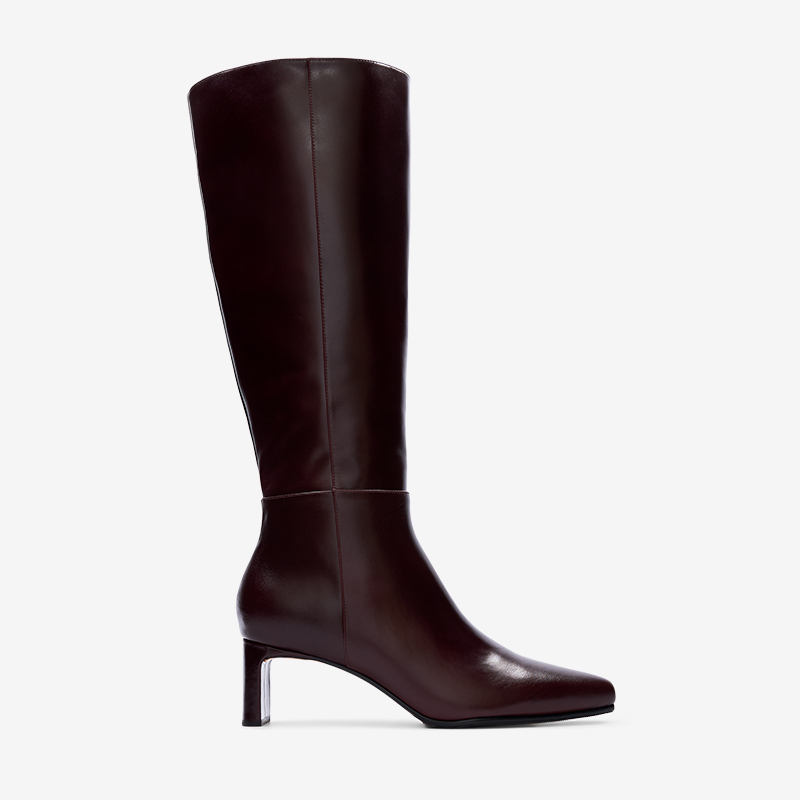 Cacique Mahogany Brown Boxed Leather Knee High Boots