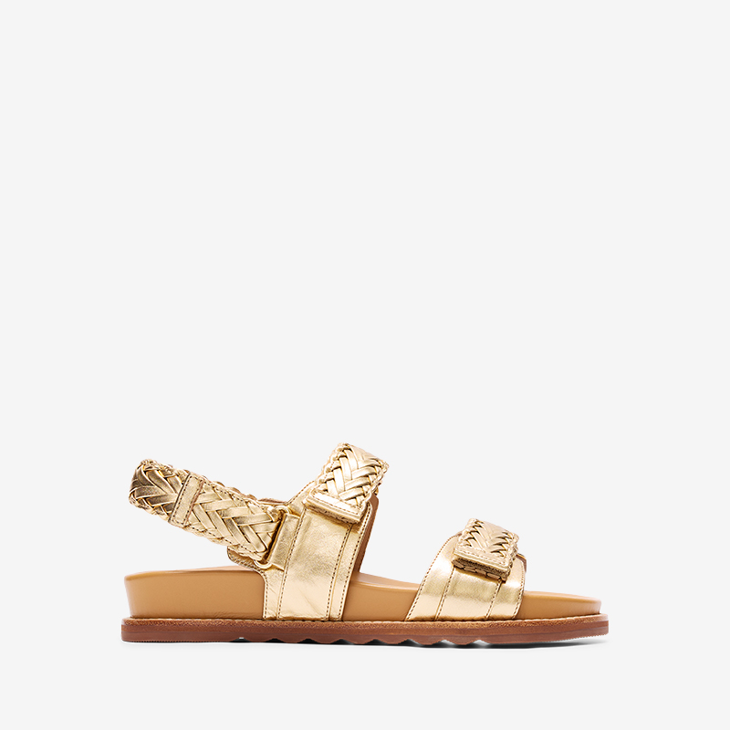 Cygnet Gold Leather Chunky Sandals