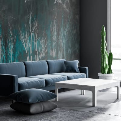 Tektura wallcoverings Kigi Teal by kata Lips room 1