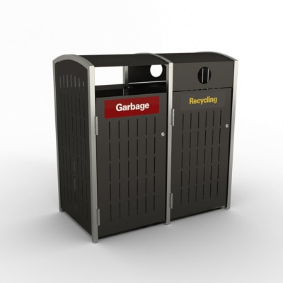 Brighton Bin Housing Double - Charcoal Detail with Limiter