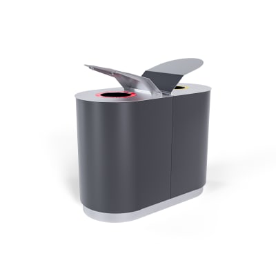 Fremantle Double Litter Bin Winged Hood - Charcoal