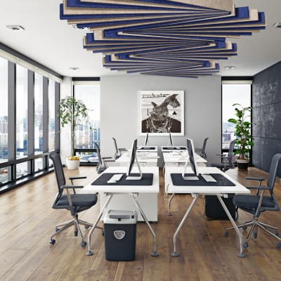 Baffle Systems Quarter Ecru and Cobalt