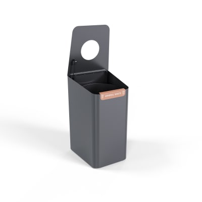 Torquay Litter Bin Charcoal GW 80L Bib Signage Hinge Detail