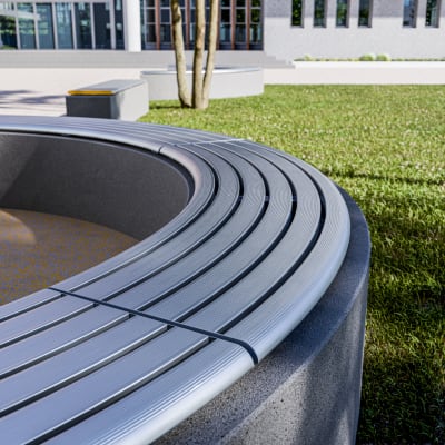 AF Curved Plinth Bench Anodised PC Wedgewood