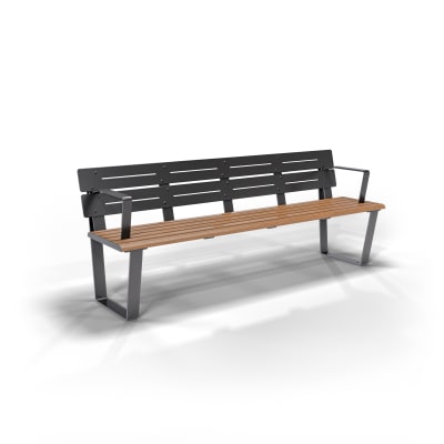 AF Straight Seat + Armrest AS1428.2 Alugrain Batten Golden Gum PC Charcoal