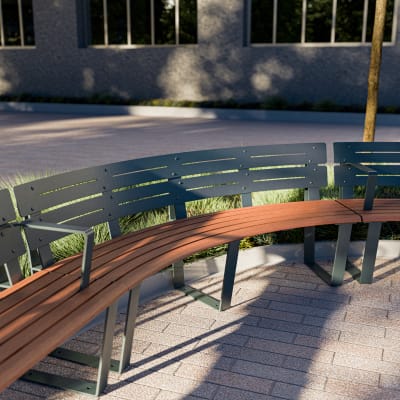 AF Curved Seat Concave Alugrain Golden Gum Battens PC Deep Ocean AF Curved Seat Concave Alugrain Golden Gum Battens PC Deep Ocean