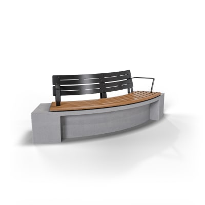 AF Curved Curved Plinth Seat Convex + Armrest AS1428.2 Alugrain Golden Gum PC Charcoal