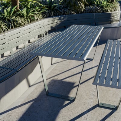 Avenue Form Table + Bench | Deep Ocean | Wedgewood Avenue Form Table + Bench | Deep Ocean | Wedgewood