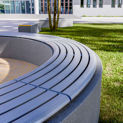 Avenue Form Curved Plinth Bench | Wedgewood | Palladium Silver Avenue Form Curved Plinth Bench | Wedgewood | Palladium Silver