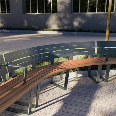 Avenue Form Curved Seat Concave | Golden Gum Alugrain | Deep Ocean Avenue Form Curved Seat Concave | Golden Gum Alugrain | Deep Ocean